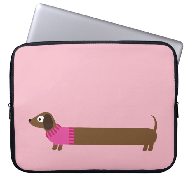 Cute Long Dachshund Illustratie Laptop Sleeve (Voorkant)