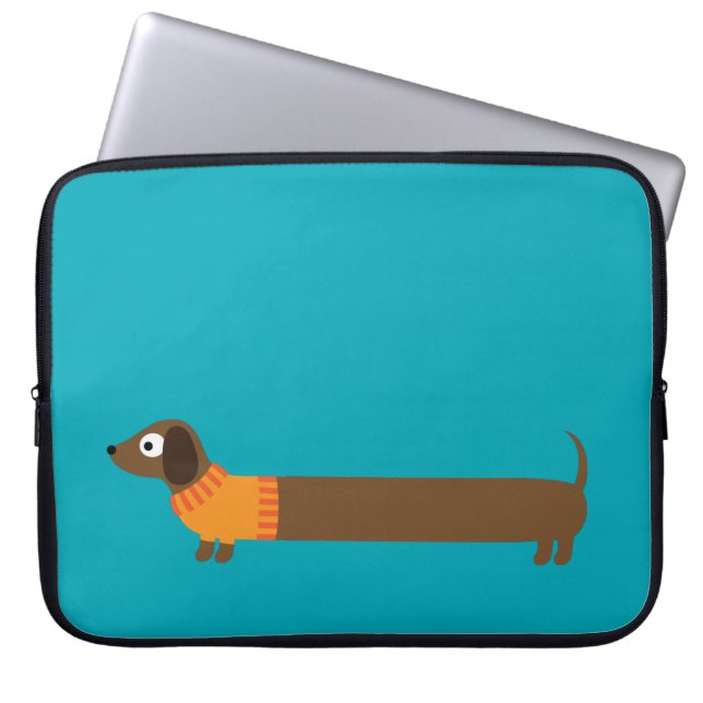 Cute Long Dachshund Illustratie Laptop Sleeve (Voorkant)
