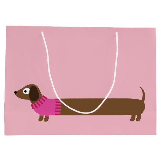 Cute Long Dachshund Illustratie Large Cadeautasje (Achterkant)