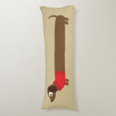 Cute Long Dachshund Illustratie Lichaamskussen (Voorkant Verticaal)