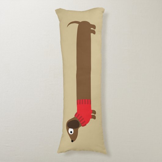 Cute Long Dachshund Illustratie Lichaamskussen (Voorkant Verticaal)