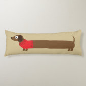 Cute Long Dachshund Illustratie Lichaamskussen (Voorkant)