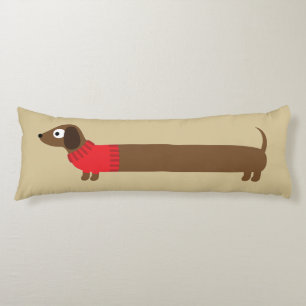 Cute Long Dachshund Illustratie Lichaamskussen