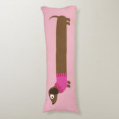 Cute Long Dachshund Illustratie Lichaamskussen (Voorkant Verticaal)