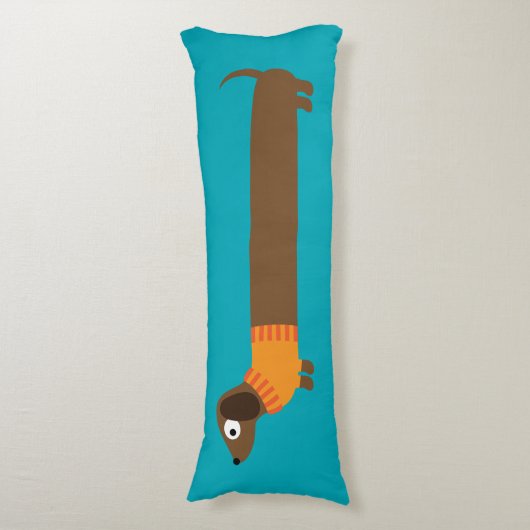 Cute Long Dachshund Illustratie Lichaamskussen (Voorkant Verticaal)
