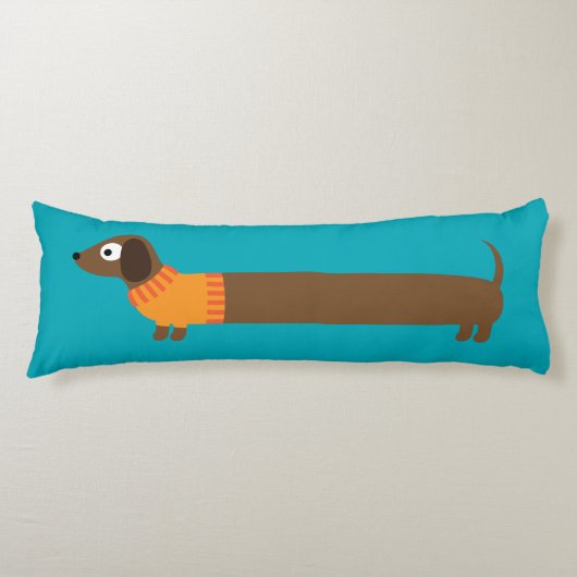 Cute Long Dachshund Illustratie Lichaamskussen (Voorkant)