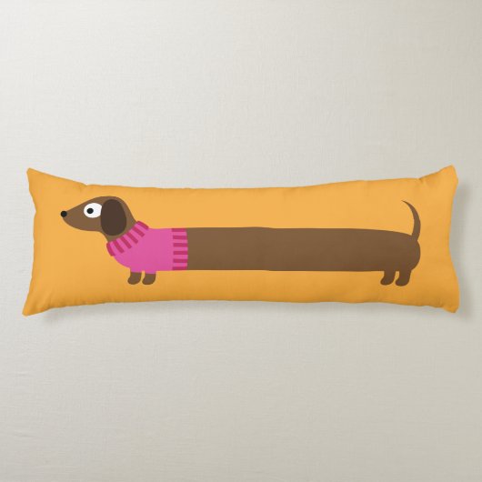Cute Long Dachshund Illustratie Lichaamskussen (Voorkant)