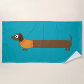 Cute Long Dachshund Illustratie Strandlaken (Voorkant)