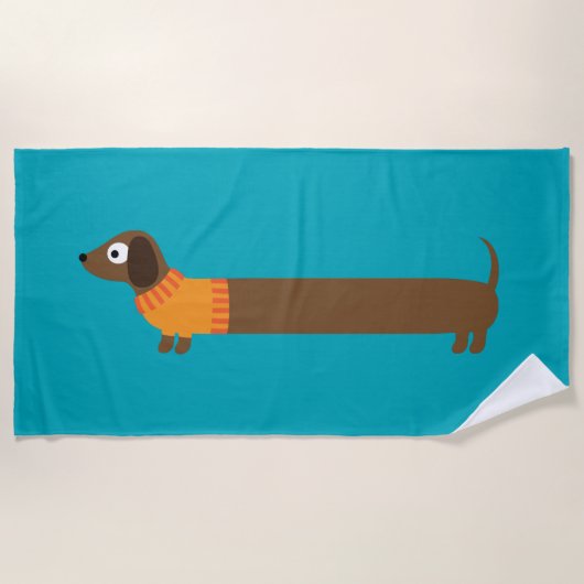 Cute Long Dachshund Illustratie Strandlaken (Voorkant)