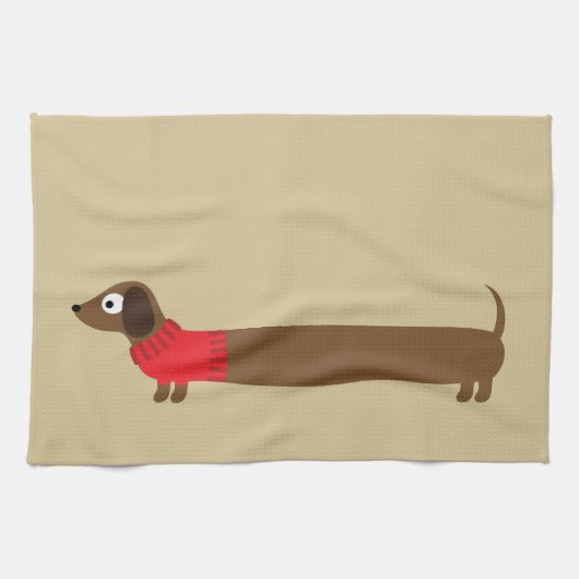 Cute Long Dachshund Illustratie Theedoek (Horizontaal)