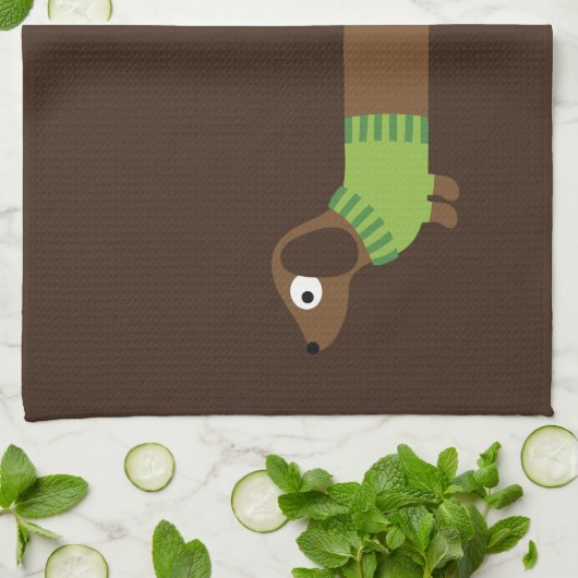 Cute Long Dachshund Illustratie Theedoek (Gevouwen)