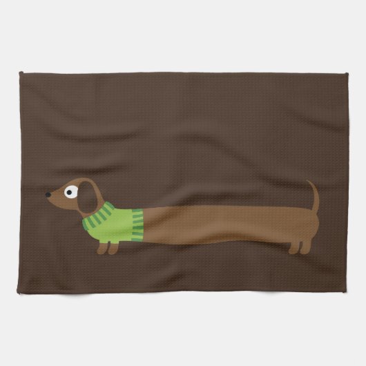 Cute Long Dachshund Illustratie Theedoek (Horizontaal)