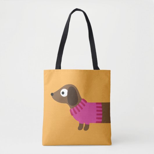 Cute Long Dachshund Illustratie Tote Bag (Voorkant)