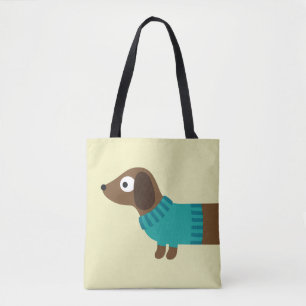 Cute Long Dachshund Illustratie Tote Bag