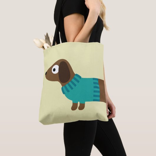Cute Long Dachshund Illustratie Tote Bag (Dichtbij)