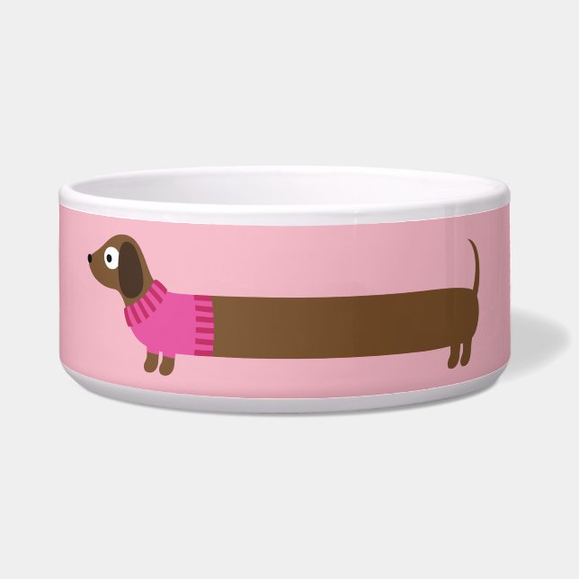 Cute Long Dachshund Illustratie Voerbakje (Voorkant)