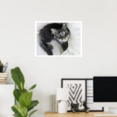 Cute Long-Haered Tabby Kitten, Big Eyes Poster (Thuiskantoor)