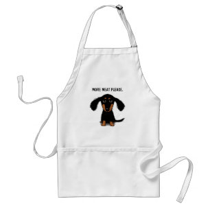 Cute Long Haire Dachshund met aangepaste tekst Standaard Schort