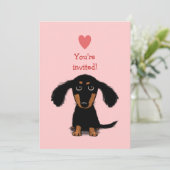 Cute Long Haire Dachshund Puppy Valentijnse Party Kaart (Staand voorkant)