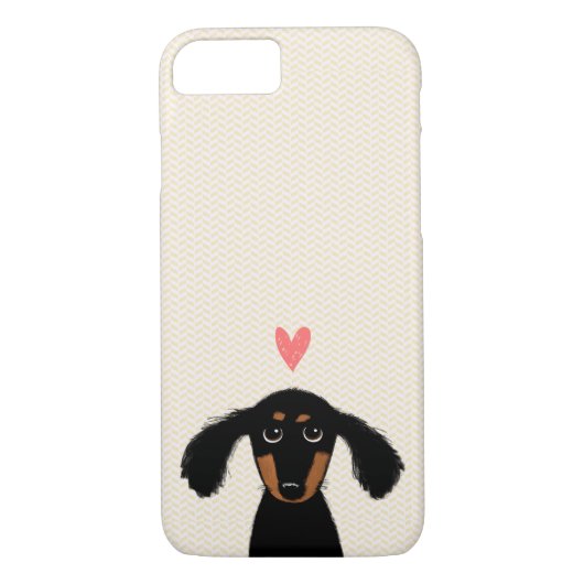 Cute Long Haire Dachshund Puppy with Heart Case-Mate iPhone Case (Achterkant)