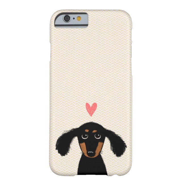 Cute Long Haire Dachshund Puppy with Heart Case-Mate iPhone Case (Achterkant)
