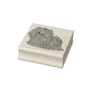 Cute Long Haire Dog met Bow Rubberstempel