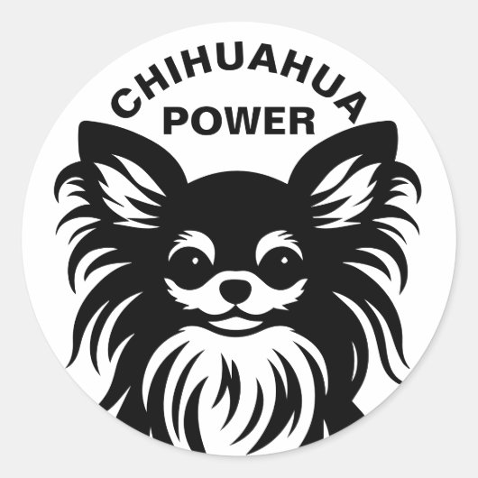 Cute long-haired Chihuahua cartoon Ronde Sticker (Voorkant)