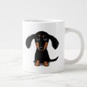 Cute Long Hazard Black en Tan Dachshund Puppy Dog Grote Koffiekop (Rechts)