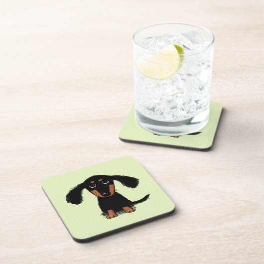 Cute Long Hazard Dachshund Puppy Drankjes Onderzetter (Rechterzijde)