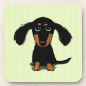 Cute Long Hazard Dachshund Puppy Drankjes Onderzetter (Voorkant)