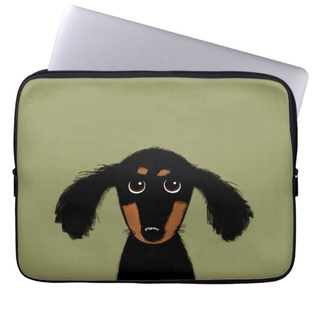 Cute Long Hazard Dachshund Puppy Laptop Sleeve (Voorkant)