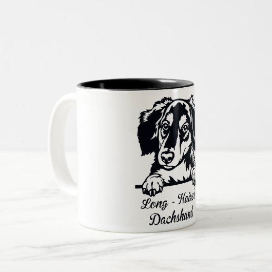 Cute Long Hazard Dachshund Two-Tone Coffee Mok (Voorkant links)