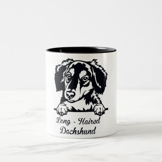 Cute Long Hazard Dachshund Two-Tone Coffee Mok (Center)