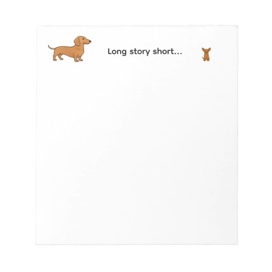 Cute Long Story Short Dachshund Chihuahua Dog Notitieblok (Voorkant)