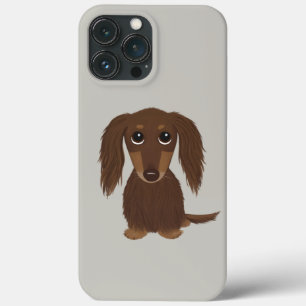 Cute Longhaire Chocolate Brown Dachshund Case-Mate iPhone Case
