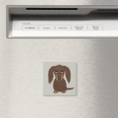 Cute Longhaire Chocolate Brown Dachshund Magneet (Insitu (Vaatwasser))