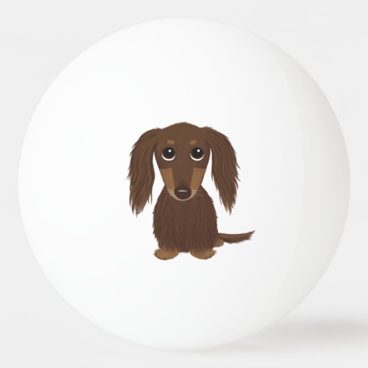 Cute Longhaire Chocolate Brown Dachshund Pingpongbal (Voorkant)