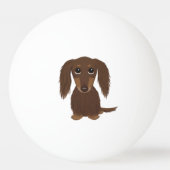 Cute Longhaire Chocolate Brown Dachshund Pingpongbal (Achterkant)