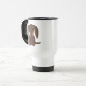 Cute Longhaire Chocolate Brown Dachshund Reisbeker (Voorkant links)