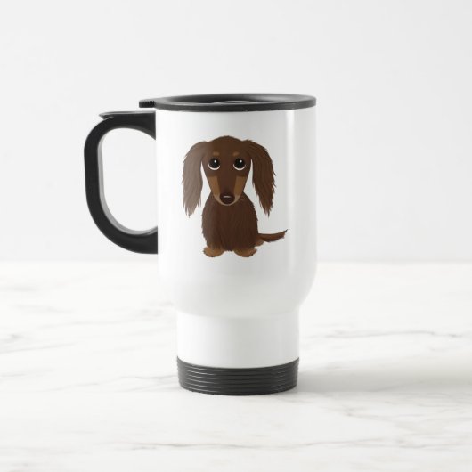 Cute Longhaire Chocolate Brown Dachshund Reisbeker (Links)
