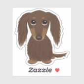 Cute Longhaire Chocolate Dachshund Cartoon Dog Sticker (Vel)