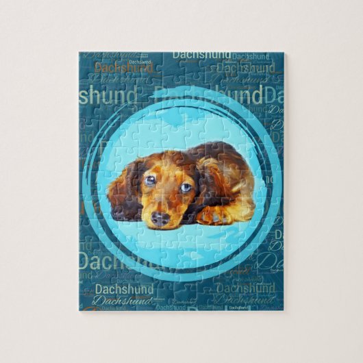 Cute Longhaire Dachshund Puppy Legpuzzel (Verticaal)