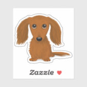 Cute Longhaire Red Dachshund Cartoon Dog Sticker (Vel)