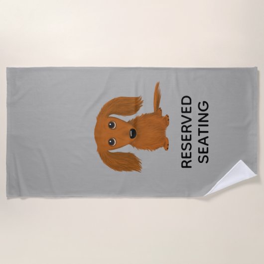 Cute Longhaire Red Dachshund met aangepaste tekst Strandlaken (Voorkant)