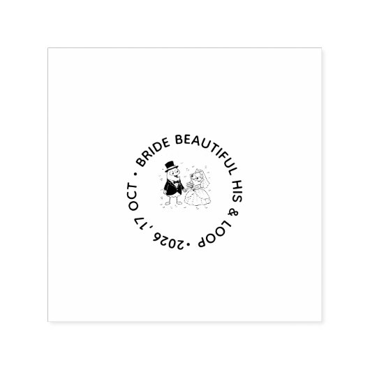 Cute Loop Character Cartoon Wedding Stamp Zelfinktende Stempel (Design)