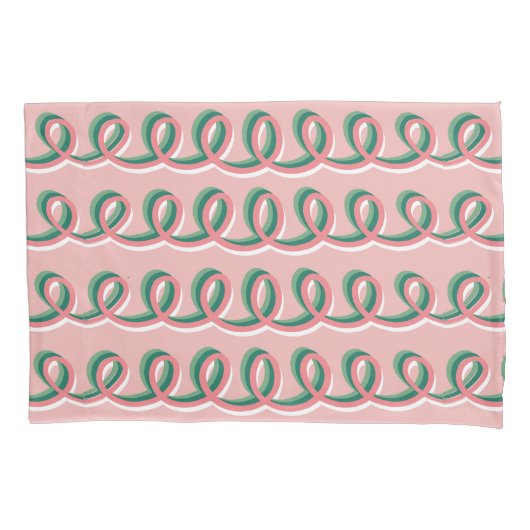 Cute Looped Pink and Green Pillow Case Kussensloop (Voorkant-Links)