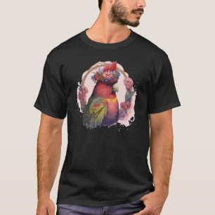 Cute Lorykeet Papegaai Rode Lory Vogel Bloemenkran T-shirt