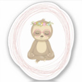 Cute Lotus Yoga Sloth Art Illustratie Sticker (Voorkant)