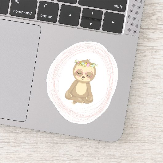 Cute Lotus Yoga Sloth Art Illustratie Sticker (Detail)