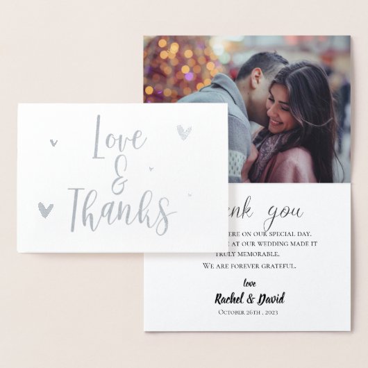 Cute Love and Bedankt Photo Wedding Bedankt Folie Kaarten (Display)